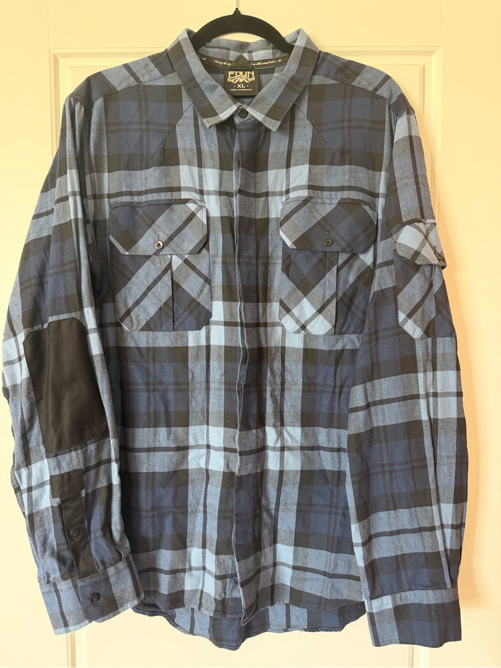 EDUN men’s Blue plaid button down